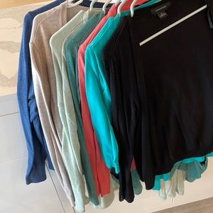 7 cardigans in various colors. Sizes M/L. Sale price for all 7!